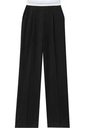 Alexander Wang Bukser, Dame, Sort, S, Uld, Sort uldblandet elastisk talje bukser