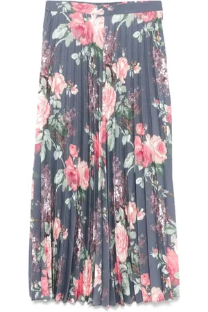 JUNYA WATANABE Nederdel, Dame, Flerfarvet, S, Uld, Blå Blomstret A-Line Nederdel