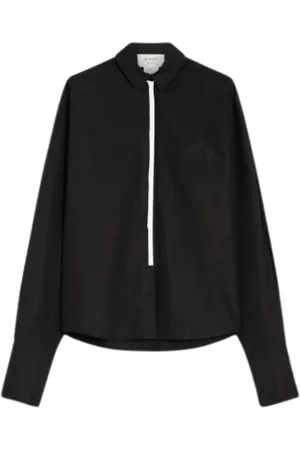 Sportmax Bluser & Skjorter, Dame, Sort, S, Bomuld, Oversized bomuldspoplin skjorte