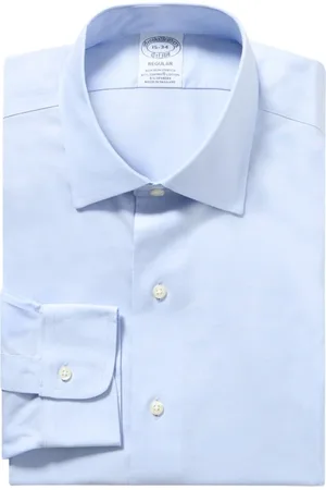 Brooks Brothers Skjorte, Herre, Blå, 2XL, Bomuld, Regular Fit Non-Iron Stretch Pinpoint Skjorte med Ainsley Krave