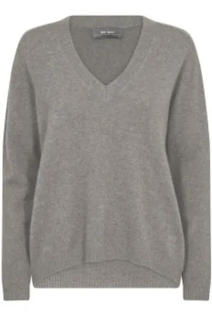 Mos Mosh Strik, Dame, Grå, L, Uld, Kashmir Sharkskin Sweater