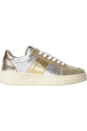 SAINT SNEAKERS Sko, Herre, Flerfarvet, 39 EU, Uld, Sølv Læder Sneakers med Guld Detalje