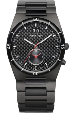 Bering Tilbehør, Herre, Sort, ONE SIZE, Uld, Herre Keramik 39 mm Ur Rustfrit Stål Armbånd med Rustfri Stål Elementer 32341-782