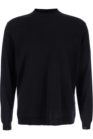 LOW BRAND Strik, Herre, Blå, L, Uld, Dobbelt Crewneck Jumper Sweaters