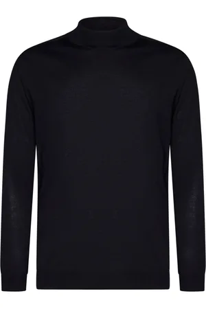 LOW BRAND Strik, Herre, Blå, XL, Uld, Midnight Merino Wool Turtleneck Sweater