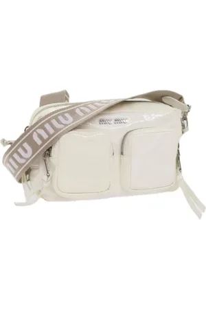 Miu Miu Pre-owned, Dame, Hvid, ONE SIZE, Uld, Pre-owned Stof skuldertasker