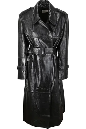 Sportmax Frakke, Dame, Sort, XS, Uld, Stilfuld Læder Knappet Frakke