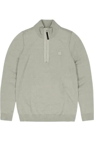 Butcher of Blue Sweathshirts & Hoodies, Herre, Grå, 2XL, Uld, Grøn Halfzip Sweater Stilfuld Komfort