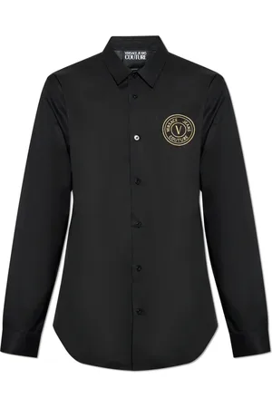 VERSACE Skjorte, Herre, Sort, S, Bomuld, Skjorte med broderet logo