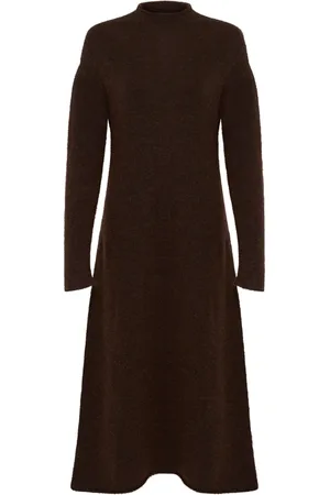Soaked in Luxury Kjole, Dame, Brun, 2XL, Uld, Glimmer Lang Kjole Hot Fudge