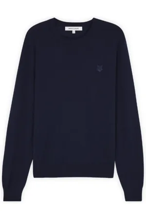 Maison Kitsuné Strik, Herre, Blå, L, Uld, Blå Logo Sweater