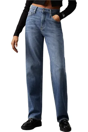 Calvin Klein Jeans, Dame, Blå, W28, Uld, Stilfulde Denim Bukser