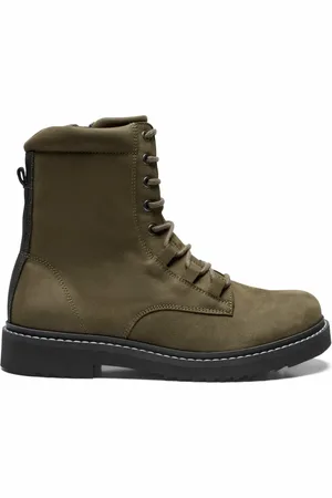 New Feet Sko, Dame, Grøn, 39 EU, Nubuck Snørestøvler med Lynlås