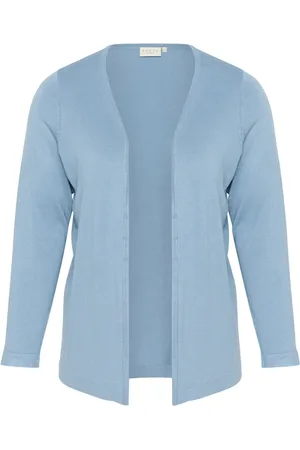 Kaffe Strik, Dame, Blå, S, Denim, Åben Front Cardigan Faded Denim