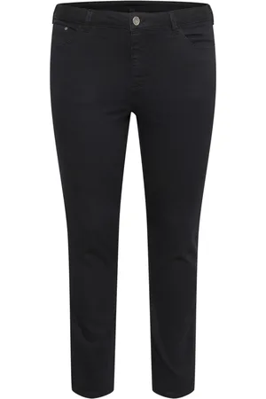 Kaffe Jeans, Dame, Sort, 2XL, Uld, Slim Leg Jeans Sort Dyb