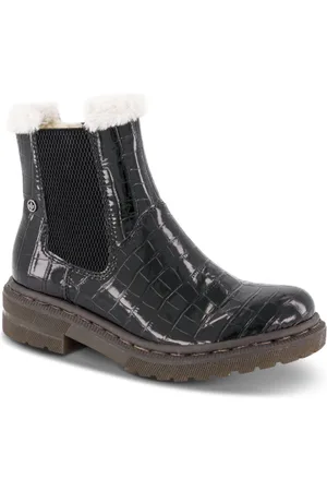 Rieker Sko, Dame, Sort, 41 EU, Uld, Vinterstøvler med Croc-Lak Design