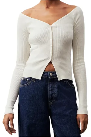 Calvin Klein Strik, Dame, Hvid, M, Hvid Sweater Kollektion
