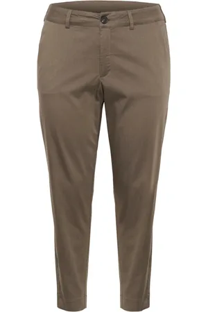 Kaffe Bukser, Dame, Brun, 3XL, Uld, Brun Chino Bukser med Bred Talje