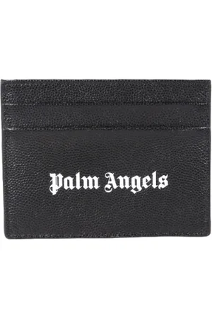 Palm Angels Tilbehør, Herre, Sort, ONE SIZE, Læder, Sort/Hvid Caviar Kortholder