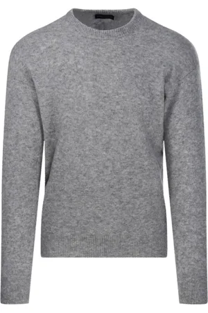 Roberto Collina Strik, Herre, Grå, M, Uld, Grå Rund Hals Sweater