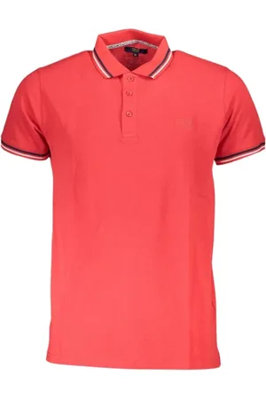 Roberto Cavalli Top, Herre, Rød, XL, Bomuld, Rød Bomuld Polo Skjorte med Broderi