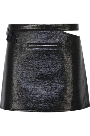 Courrèges Nederdel, Dame, Sort, XS, Sort Blank Mini Nederdel Sideudskæring