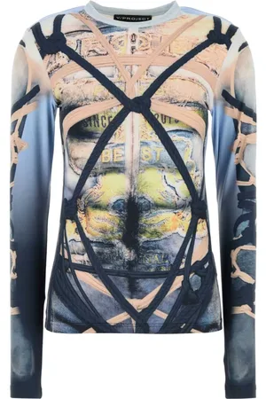 Y / PROJECT Top, Dame, Flerfarvet, S, Nylon, Stretch Nylon Printed T-shirt