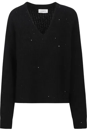 LANEUS Strik, Dame, Sort, XS, Uld, Sort Sweaters Alpaca Uld Blanding Italien