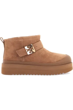 Tory Burch Sko, Dame, Brun, 38 EU, Suede, Suede Platform Ankelstøvler med Shearling