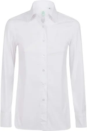 Finamore Bluser & Skjorter, Dame, Hvid, 3XL, Bomuld, Hvid Bomuldsblandings Skjorte Produceret i Italien
