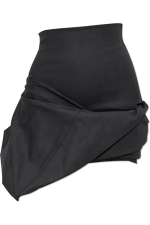 Rick Owens Nederdel, Dame, Sort, XS, Bomuld, Draped Nederdel