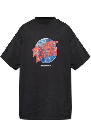 Balenciaga Top, Herre, Sort, L, Bomuld, T-shirt med vintageeffekt