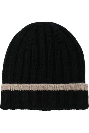 BARBA Tilbehør, Herre, Sort, ONE SIZE, Cashmere, Kashmir Stribet Strik Hue