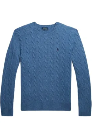 Ralph Lauren Strik, Herre, Blå, XL, Uld, Uld og Cashmere Twisted Sweater