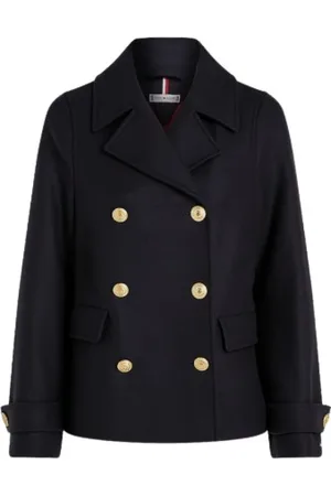 Tommy Hilfiger Frakke, Dame, Blå, XS, Uld, Uldblanding Caban Frakke