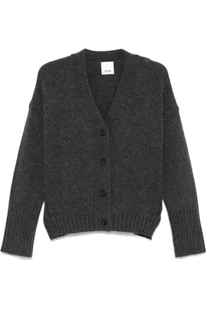 Allude Strik, Dame, Grå, M, Cashmere, Kashmir V-Hals Grå Cardigan Sweater