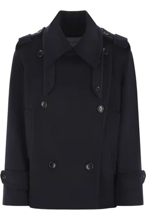 Max Mara Frakke, Dame, Blå, XS, Uld, Blå Uld Cashmere Caban Frakke