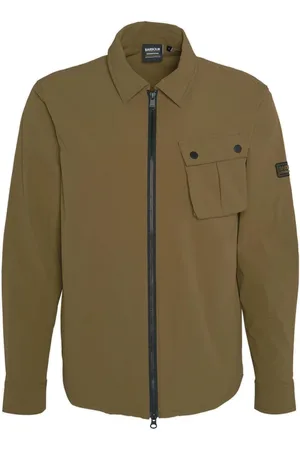 Barbour Jakke, Herre, Brun, XL, Polyester, Flex Military Olive Overshirt