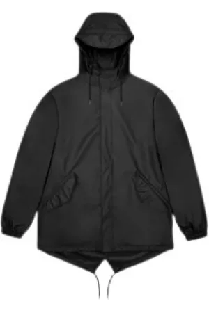 Rains Jakke, Herre, Sort, M, Polyester, Vandtæt Fishtail Jakke med Hætte