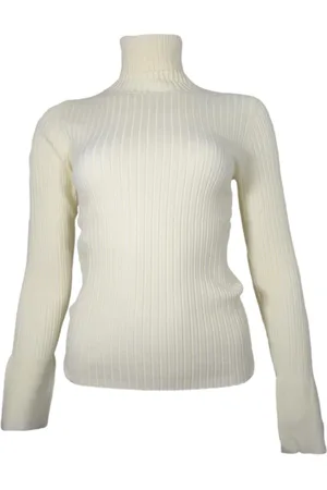 Kaos Strik, Dame, , L, Polyester, Ribbet højhalset sweater fløde