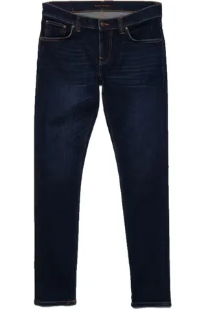 Nudie Jeans Jeans, Herre, Blå, W30 L32, Bomuld, Mørkeblå Slim Fit Økologiske Bomuldsjeans