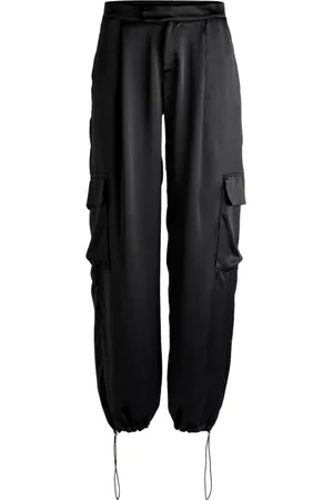 HUGO BOSS Bukser, Dame, Sort, XL, Satin, Cargo Bukser Straight Fit Satin Sort