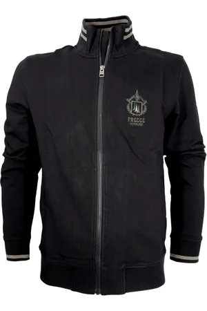 Aeronautica Militare Sweathshirts & Hoodies, Herre, Sort, 4XL, Bomuld, Tricolori Piletrøje med lynlås Sort