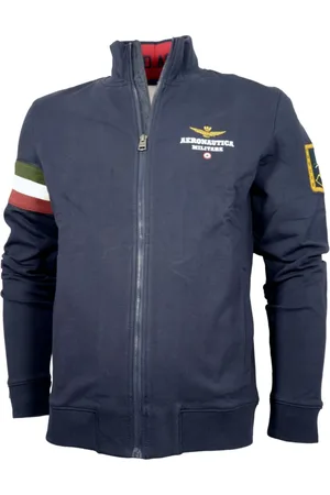 Aeronautica Militare Sweathshirts & Hoodies, Herre, Blå, 4XL, Bomuld, Tricolor Arrows Full-Zip Sweatshirt Blå