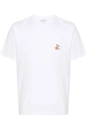 Maison Kitsuné Top, Herre, Hvid, M, Bomuld, Speedy Fox Crew Neck T-shirt