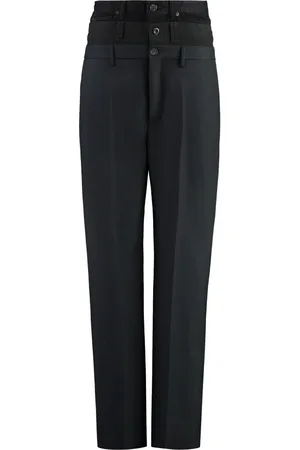 Balenciaga Bukser, Herre, Sort, S, Uld, Oversize Lagdelt Baggy Bukser