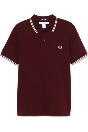 Comme des Garçons Top, Herre, Rød, XL, Bomuld, Bordeaux Polo Shirt med Logo Broderi
