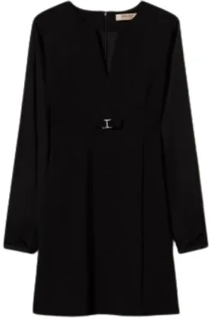 Twin-Set Kjole, Dame, Sort, S, Polyester, Milano Strik Kort Kjole