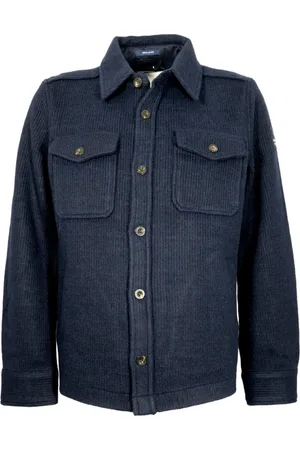 Aeronautica Militare Jakke, Herre, Blå, 2XL, Uld, Blå Ribbet Skjortejakke Langærmet