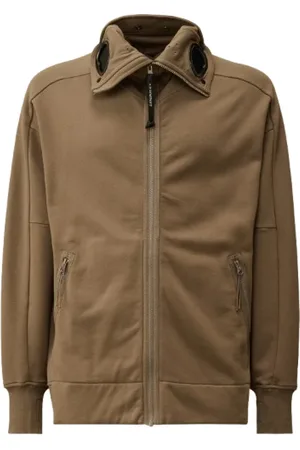 C.P. Company Sweathshirts & Hoodies, Herre, Grøn, L, Bomuld, Diagonal Raised Fleece Explorer Goggle Hoodie